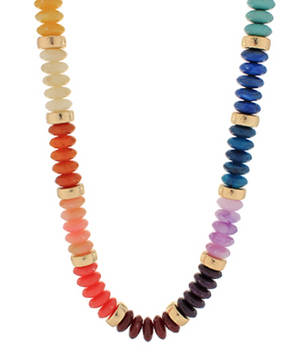 Rondelle & Metal Beads Necklace (6 Colors)