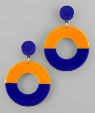 Twotone Acrylic Circle Earrings
