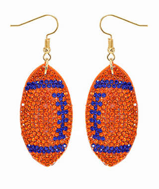 Football Crystal Suede Earrings