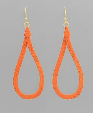 Color Coated Herringbone Chain Teardrop Earrings (2 Colors)