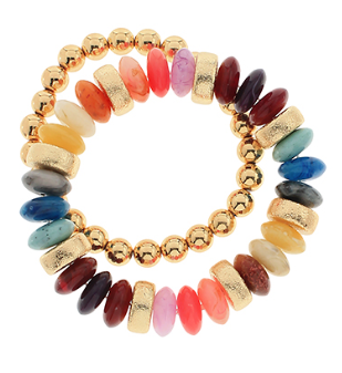 2 Row Color Rondelle Beads Bracelet (3 Colors)