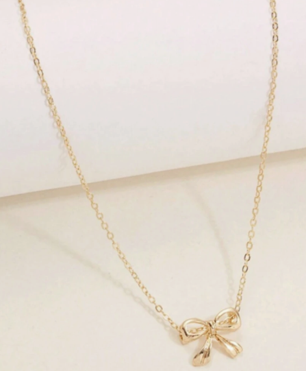 Gold Bow Pendant Necklace