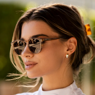 Tate in Beige Light Crystal Brown Polarized Sunglasses
