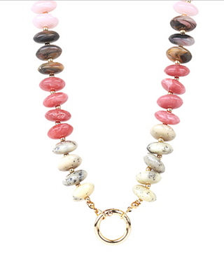 Rondelle Shape Marble Stone Necklace (6 Color)