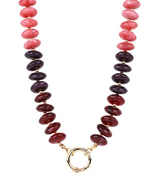 Rondelle Shape Marble Stone Necklace (6 Color)