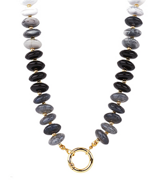 Rondelle Shape Marble Stone Necklace (6 Color)