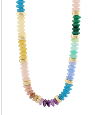 Rondelle & Metal Beads Necklace (6 Colors)
