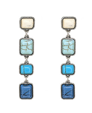 Western Linear Square Stone Earrings (2 Colors)