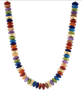 Rondelle & Metal Beads Necklace (8 Colors)