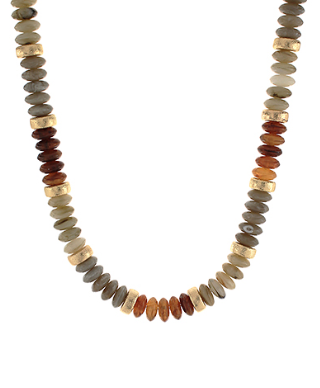Rondelle & Metal Beads Necklace (8 Colors)