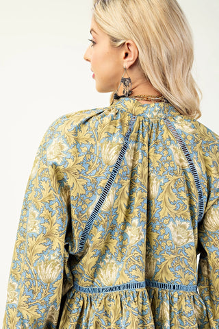 Printed Babydoll Dress with Lace Detail FINAL SALE