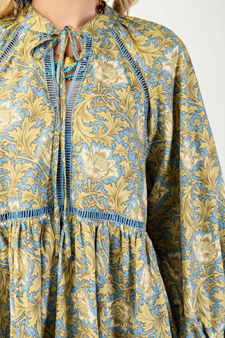 Printed Babydoll Dress with Lace Detail FINAL SALE