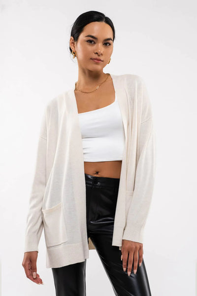 OATMEAL OPEN FRONT CARDIGAN