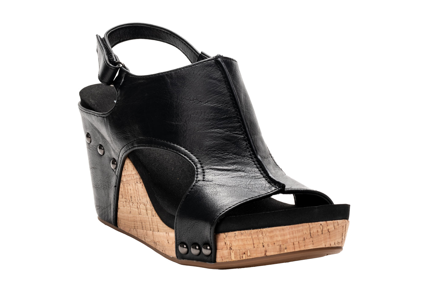 Corkys "Tiffanee" Wedge in Black Smooth