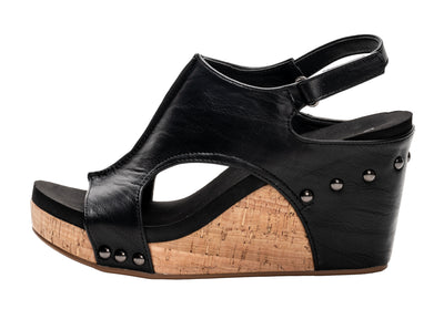 Corkys "Tiffanee" Wedge in Black Smooth