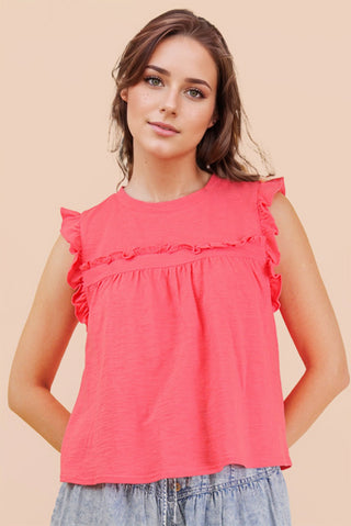 SC Ruffle Detail Solid Knit Top FINAL SALE
