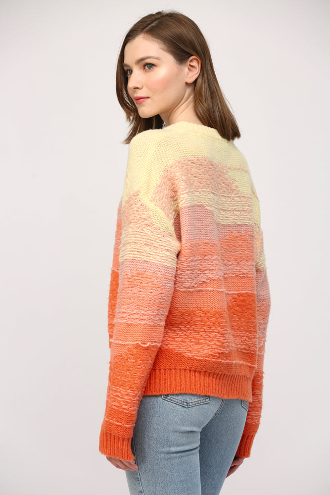 ORANGE OMBRE KNIT V-NECK SWEATER by FATE Final Sale