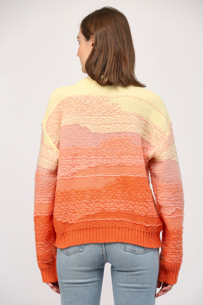 ORANGE OMBRE KNIT V-NECK SWEATER by FATE Final Sale