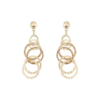 Gold Textured Layered Circle 1.5" Earring