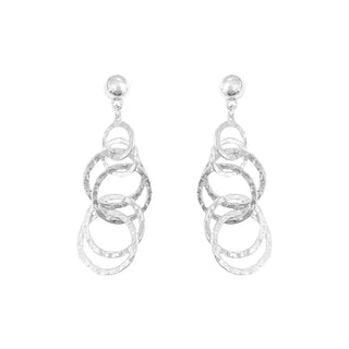 Silver Textured Layered Circle 1.5" Earring