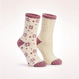 2 Pair Slipper Socks Pink Snowflake Pattern by Aromasoles