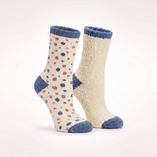 2 Pair Slipper Socks Blue Polka Dot by Aromasoles