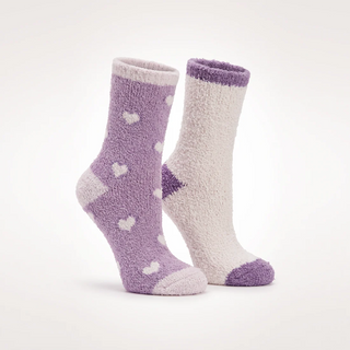 2 Pair Slipper Socks Purple Heart Pattern by Aromasoles