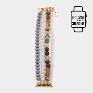 Faceted Beads Natural Stone Beaded Multi Layered Apple Watch Band (3 Colors)