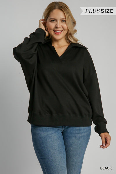 Curvy Black Buttery Soft Knit Pantsuit