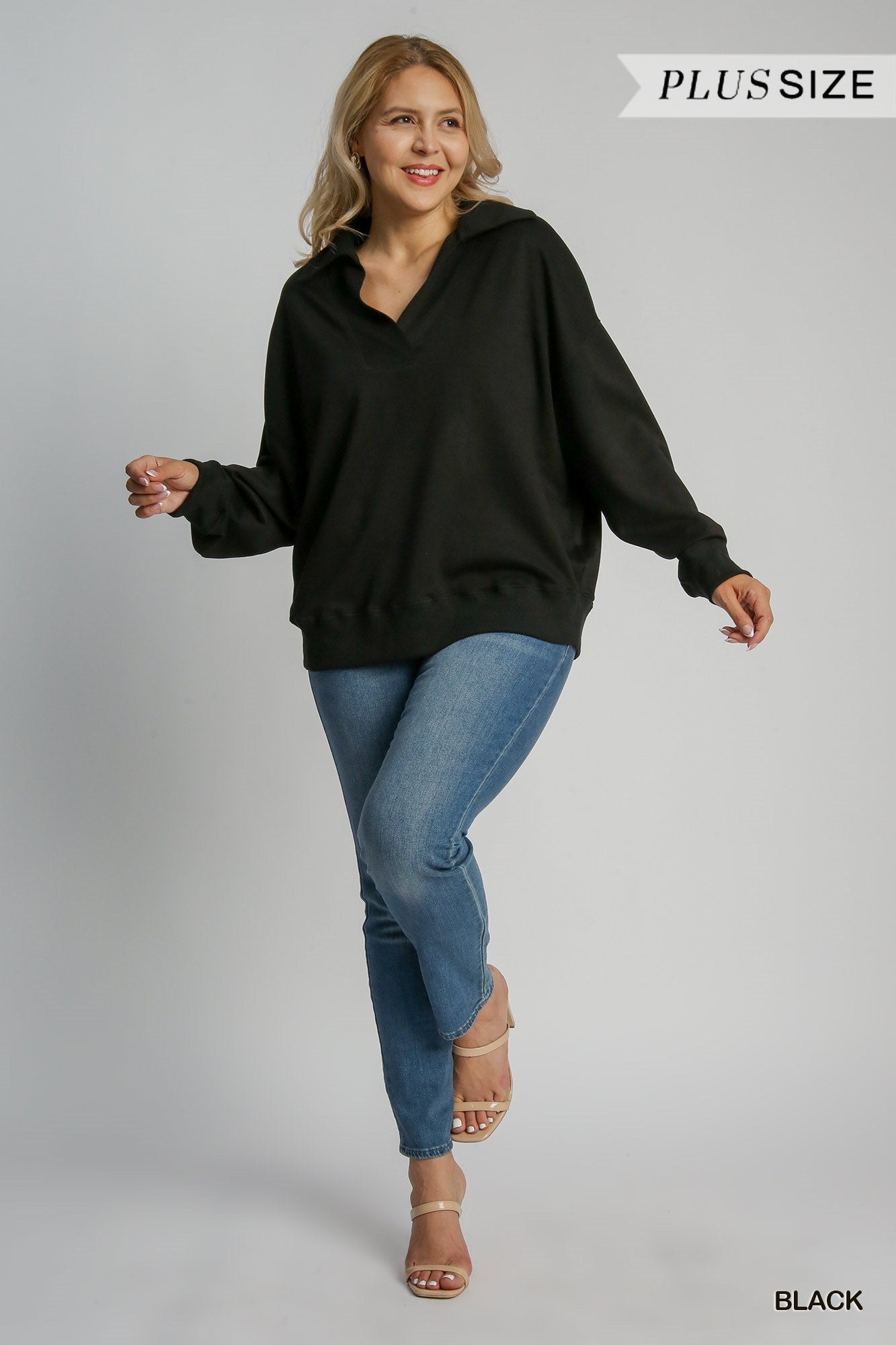 Curvy Black Buttery Soft Knit Pantsuit