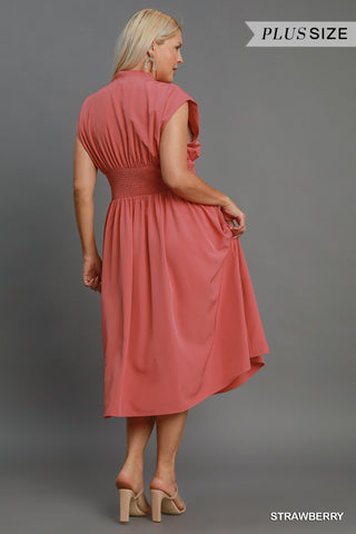 Curvy Strawberry Sleeveless Two-Way Zipper Dress w/ Pockets Final Sale
