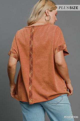 Curvy Rosewood Washed French Terry Peace Top and Bottom Set Final Sale