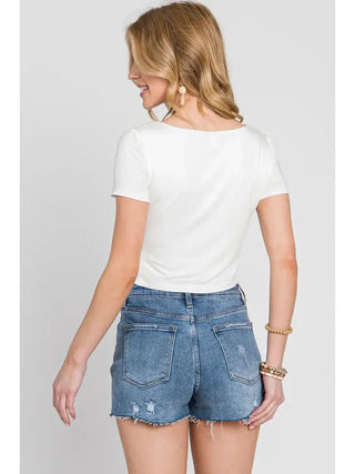 SC Ivory Square Neck Crop Basic Top FINAL SALE