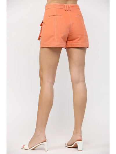 Pale Orange High Waisted Cargo Shorts