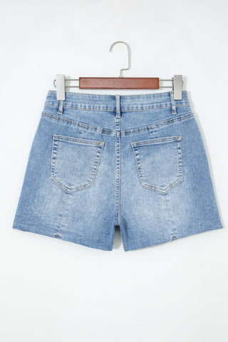 Medium Acid Wash Raw Hem Denim Shorts FINAL SALE