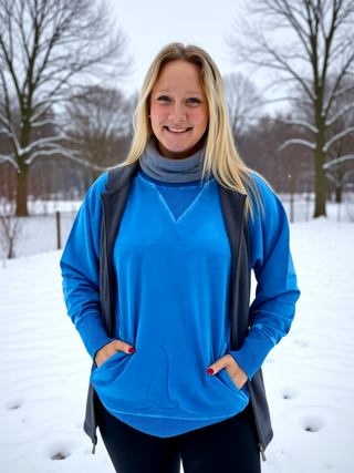 Classic Blue Pigment Dyed French Terry Pullover w/ Pockets