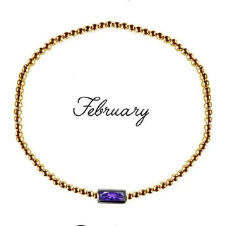 Amour February | Spirituality - Clarity - Calm | Gold Amethyst Stretch Bead Bracelet