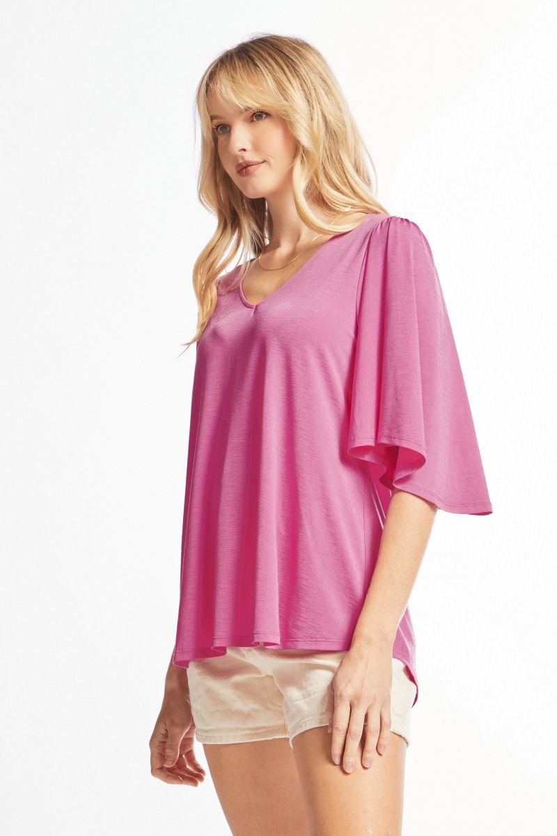 Magenta Cali Wrinkle Free Top Final Sale