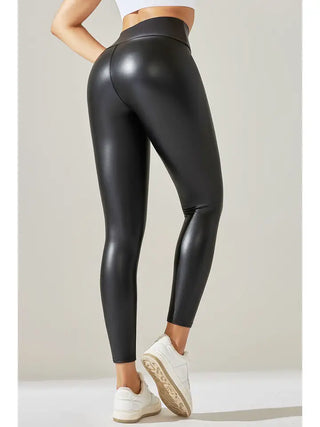 Black High Waist Faux Matte Leather Skinny Leggings