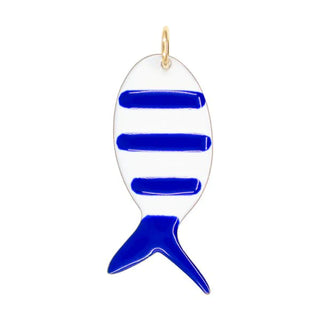 Origami Owl Large Flat Blue Striped Fish Charm