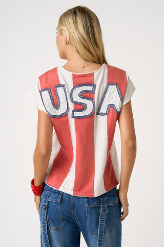 American Stars And Stripes Patch Sleeveless Top