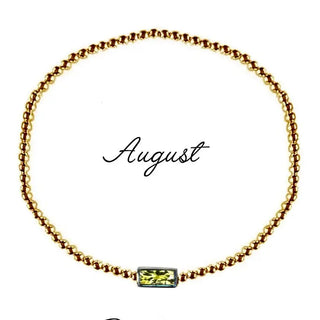 Wildflower August | Prosperity - Good Fortune - Healing | Gold Light Green Stretch Bead Bracelet