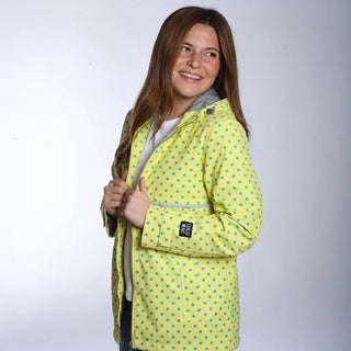 LULU MAC HOODED RAINCOAT POLKA DOT YELLOW/BLUE