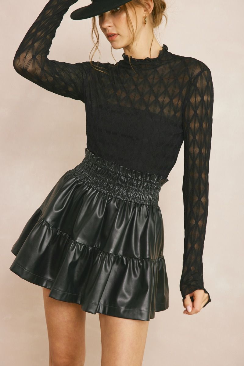 Faux Leather Ruffled Skirt