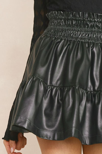 Faux Leather Ruffled Skirt