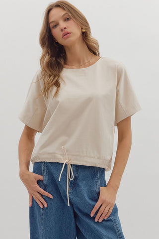 Ecru Soft Classic Solid Short Sleeve Top