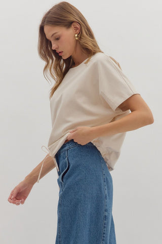 Ecru Soft Classic Solid Short Sleeve Top