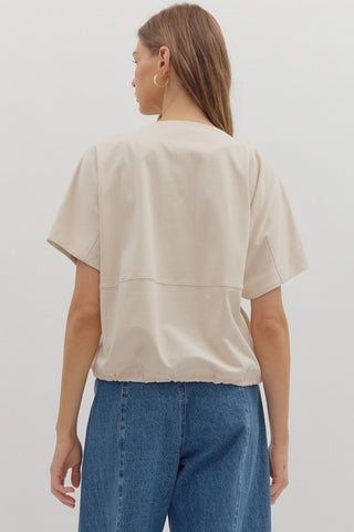 Ecru Soft Classic Solid Short Sleeve Top