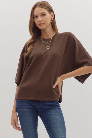 Brown Elbow Sleeve Top Final Sale