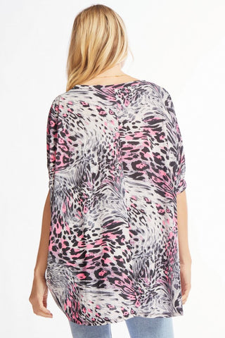 Curvy Grey Pink Tunic Top Final Sale